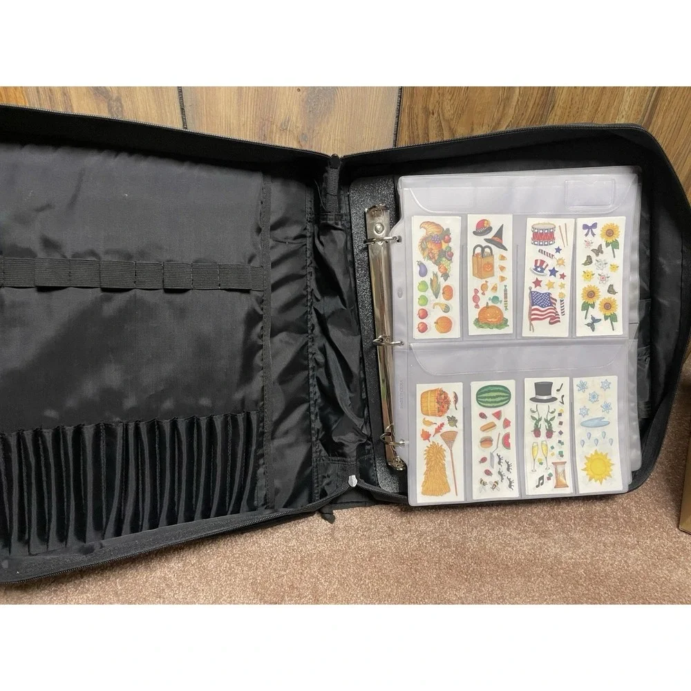 Creative Memories 3 Ring Binder Sticker Pens Organizer Carry Case 3 Pages Pocket